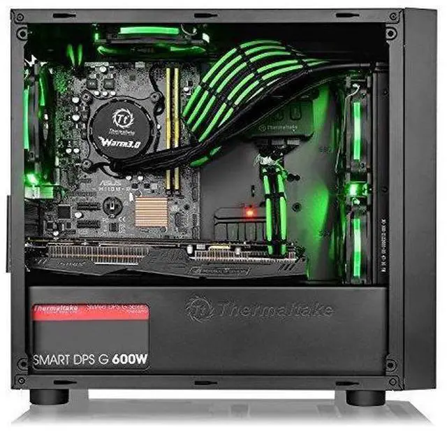 Alt view image 14 of 14 - H18 Tempered Glass Black Spcc Micro ATX Mini Tower Gaming Computer Case CA-1J4-00S1WN-01