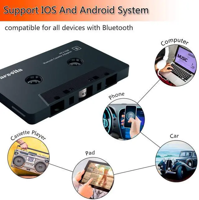 Alt view image 11 of 14 - Car Audio Bluetooth Wireless Cassette Receiver, Tape Player Bluetooth 5.0 Cassette Aux Adapter, Black