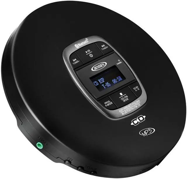 Alt view image 8 of 12 - Portable CD Player Bluetooth 5.0 for Car with FM Transmitter, MP3 CD Playback, 60 Sec- Anti-Skip, Bass Boost, Rechargeable CD Player, Stereo Sport Earbuds (Matte Black)