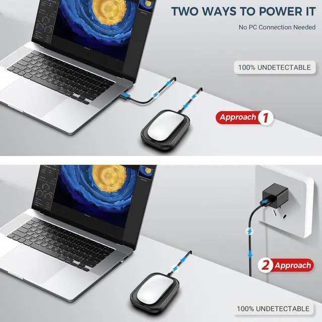 Alt view image 11 of 14 - Mouse Jiggler Undetectable Ultra Slim Mouse Mover with Realistic Movement, No Software Needed, Keeps Your PC Awake and Active, Keeps Computer Awake for Office or Remote Work - Black