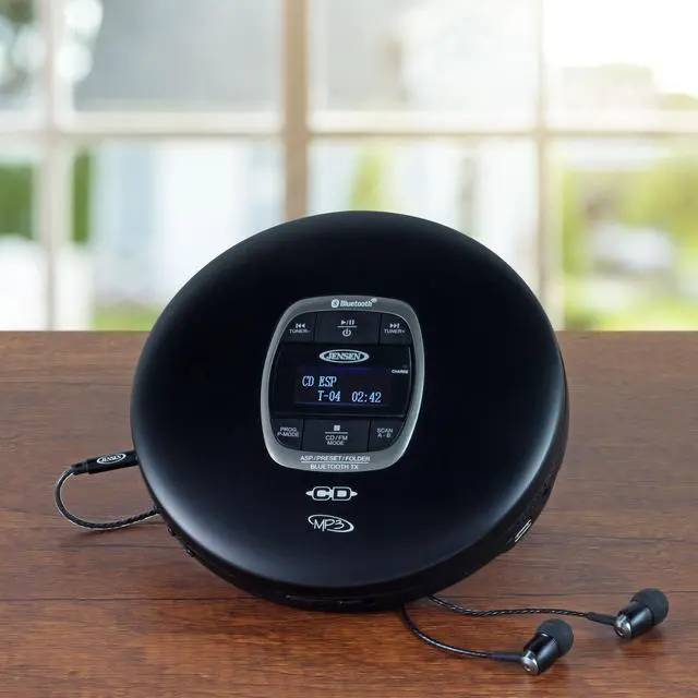 Alt view image 10 of 12 - Portable CD Player Bluetooth 5.0 for Car with FM Transmitter, MP3 CD Playback, 60 Sec- Anti-Skip, Bass Boost, Rechargeable CD Player, Stereo Sport Earbuds (Matte Black)