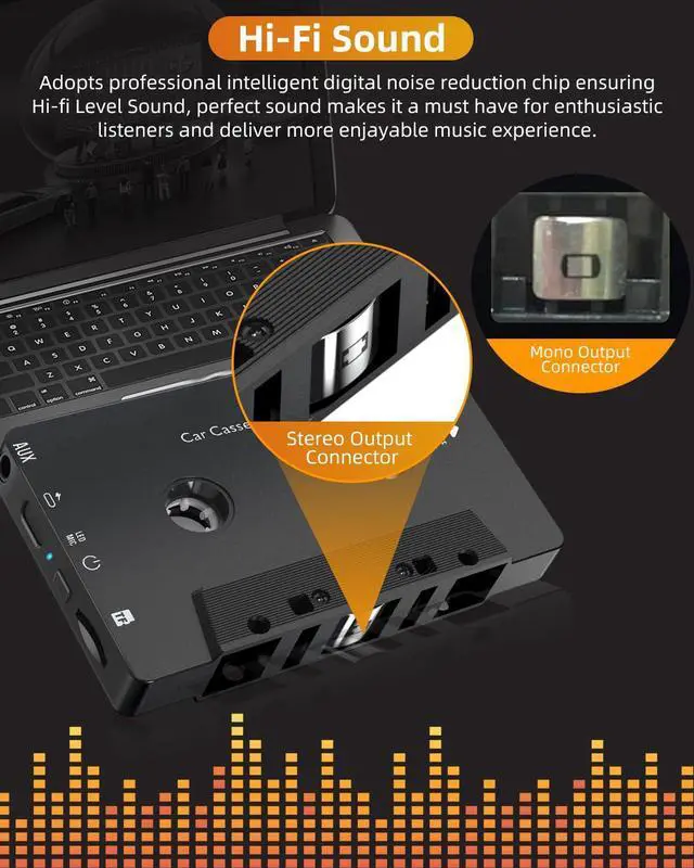 Alt view image 11 of 12 - Car Audio Bluetooth 5.1 Cassette Receiver, Cassette Bluetooth Adapter for Car Tape Player, Wireless Cassette Aux Adapter with Hands-Free Calling, Compatibility with Smartphones, Tablets, MP3, TF Card