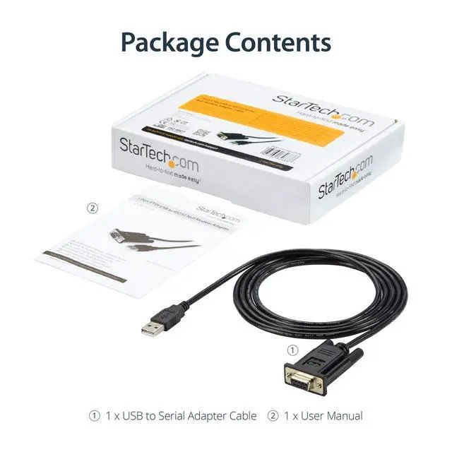 Alt view image 10 of 10 - 6ft (1.8m) 1-Port USB to Serial RS232 Adapter, FTDI DB9 Serial DCE Adapter Cable, Null Modem, USB 2.0 - TAA