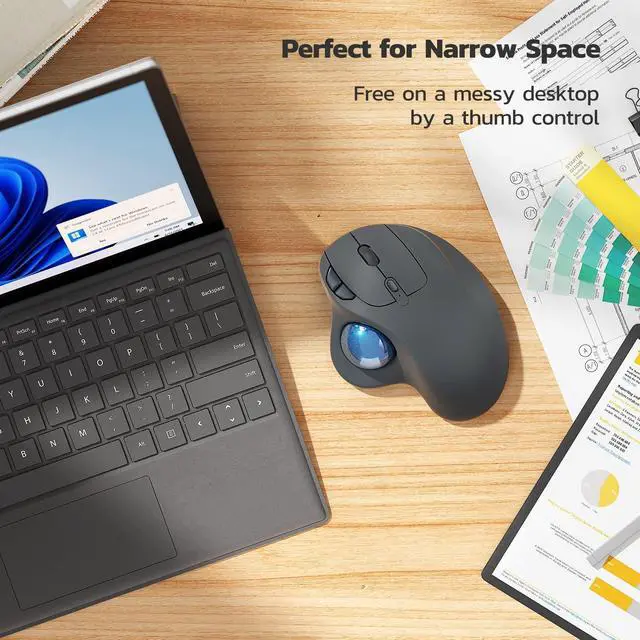 Alt view image 12 of 14 - M501 Wireless Trackball Mouse, Rechargeable Ergonomic, Easy Thumb Control, Precise & Smooth Tracking, 3 Device Connection (Bluetooth or USB Receiver), Compatible for PC, Laptop, Mac, Windows.