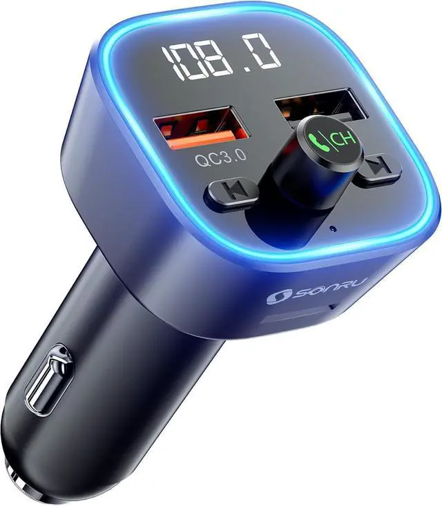 Alt view image 8 of 14 - Bluetooth 5.3 FM Transmitter, Wireless Radio Adapter Car Kit, Audio Receiver Car Charger, Wireless FM Radio Transmitter, Hands-Free Calling and 2 USB Ports Charger