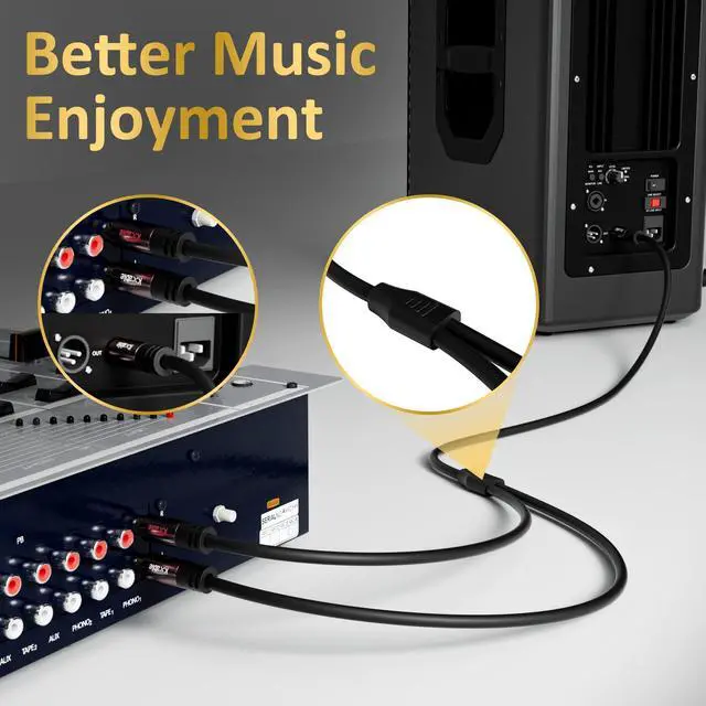 Alt view image 11 of 12 - RCA Y-Adapter Splitter Cable 25 Feet, 1 RCA Male to 2 RCA Male Stereo Audio Subwoofer Cable, Bi-Directional, for Home Theater, Hi-Fi System, Amplifier, Speaker, 24K Gold Plated, OD:5.0MM