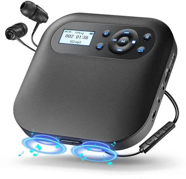 Alt view image 8 of 14 - CD Player Portable Bluetooth CD Player with Speakers and FM Transmitting Portable CD Players Rechargeable for Home Small Player for car with LCD Screen Anti-Skip Backlight Design Upgraded