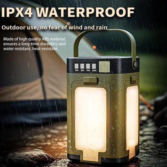 Alt view image 10 of 14 - Solar LED Camping Lantern Portable IPX4 Waterproof Camping Lamp Rechargeable with 2000mAh Solar Charging & LED Power Indicator Lantern with 6 Modes Portable Flashlight Tent Lights for Camping Hiking