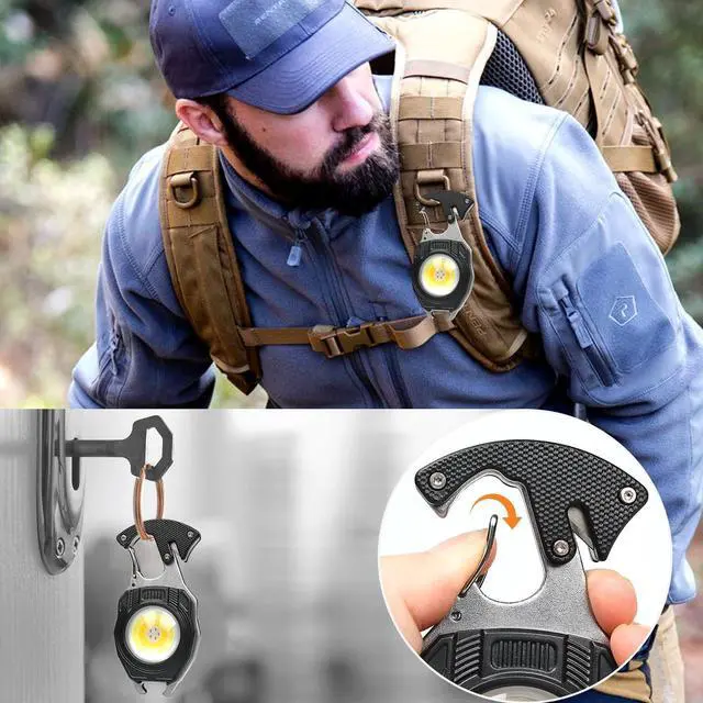 Alt view image 10 of 14 - 2PC Keychain Flashlight Rechargeable Cob Keychain Work Light 7 Modes 1600Lumen High Lumen Flashlights for Emergencies,EDC