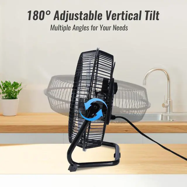 Alt view image 11 of 14 - Floor Fan 9 Inch, 3-Speed Portable Metal Fan with Adjustable Tilt, Quiet Small Cradle Floor Fan for Home, Office, Bedroom