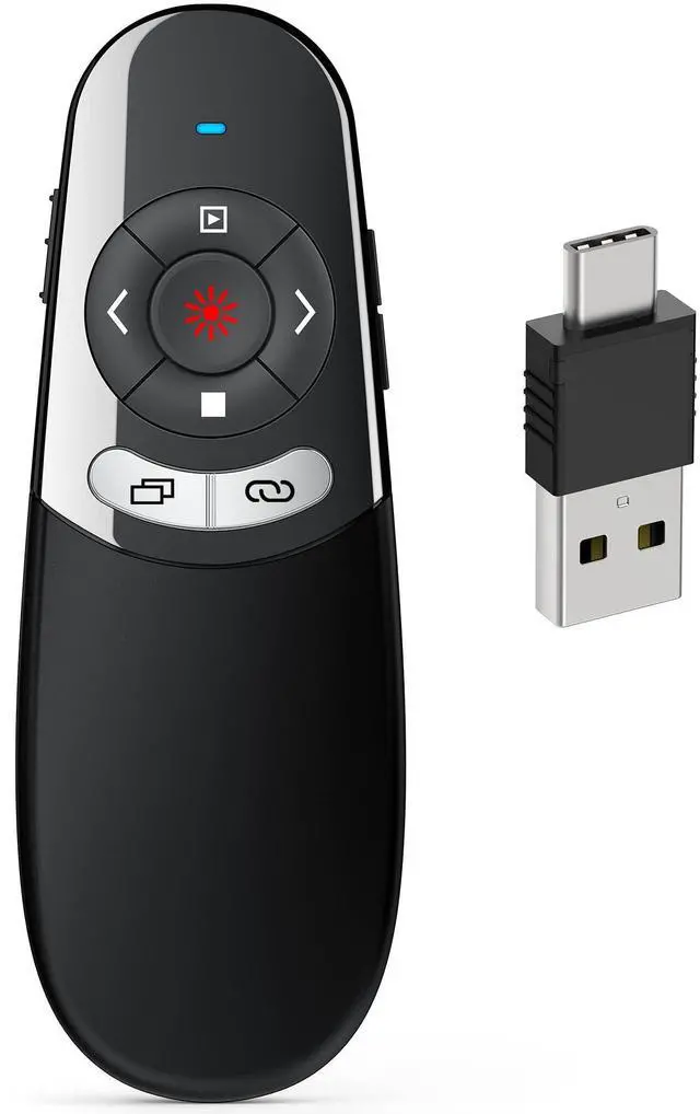 Alt view image 8 of 14 - 2 in 1 Type C and USB Presentation Clicker for Powerpoint Presentations,RF 2.4GHz Wireless Presenter Remote Slide Advancer with Volume Control for Mac Laptop Computer Office Classroom