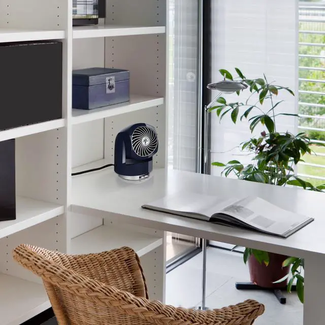 Alt view image 11 of 13 - V6 Compact Air Circulator Fan, Quiet Portable Travel Fan for Desk or Bedroom, Adjustable Head, 2 Speeds, Midnight