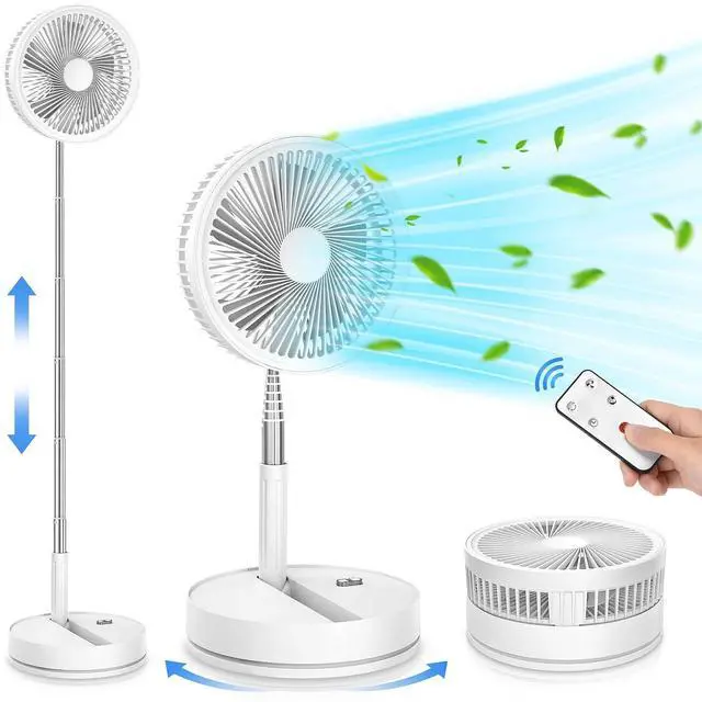 Alt view image 8 of 14 - Portable Foldable Rechargeable Oscillating Fan - 8.6" 8000mah Battery Operated USB C Small Fan Remote, Quiet Table Desk Fan Folding Standing Pedestal Fans for Bedroom Rome Office Camping Travel