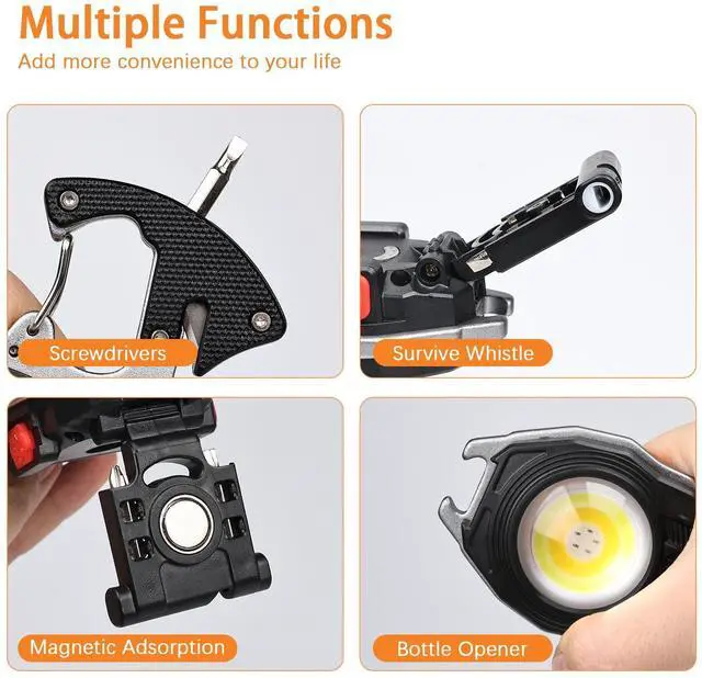 Alt view image 13 of 14 - 2PC Keychain Flashlight Rechargeable Cob Keychain Work Light 7 Modes 1600Lumen High Lumen Flashlights for Emergencies,EDC
