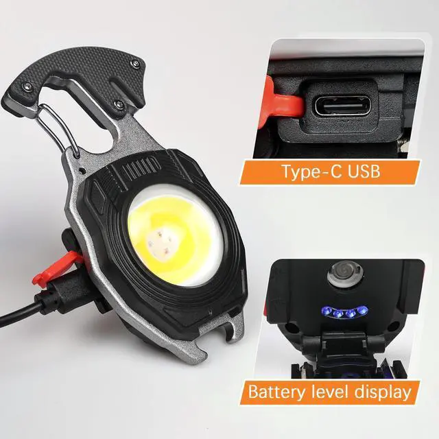 Alt view image 14 of 14 - 2PC Keychain Flashlight Rechargeable Cob Keychain Work Light 7 Modes 1600Lumen High Lumen Flashlights for Emergencies,EDC