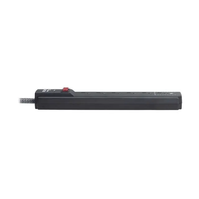 Alt view image 14 of 14 - 6-Outlet Surge Protector Power Strip, Flat Plug 10ft Braided Extension Cord, 1200 Joules, 15A Circuit Breaker, Lifetime Manufacturer's Warranty & $10,000 Insurance (TLP610DB)