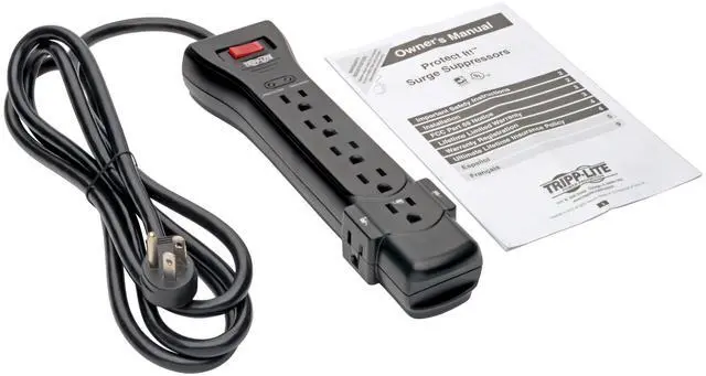 Alt view image 11 of 14 - Series SUPER7B Flat Plug Power Strip Surge Protector, 7 Outlets, 7ft Extension Cord, 2160 Joules, UL Listed & Certified, Black, Lifetime Manufacturer's Warranty & $75,000 Insurance