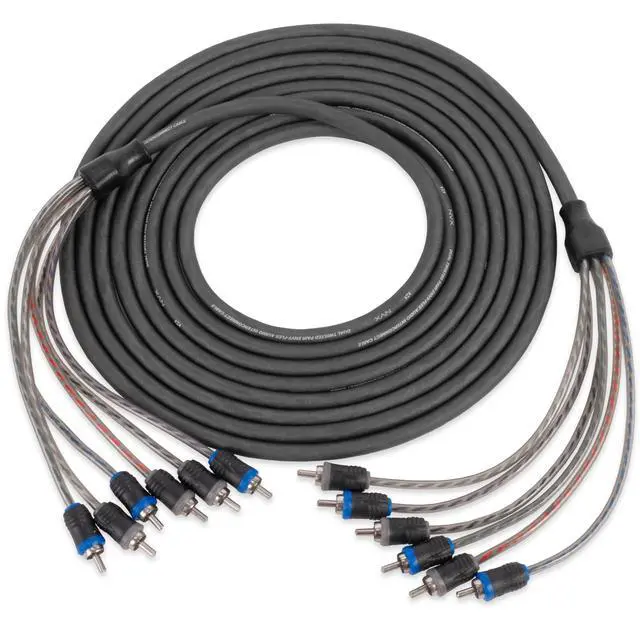 Alt view image 4 of 6 - XIV65 16.4 ft (5 Meter) Oxygen Free Copper 5/6-Channel Twisted Pair V-Series Car Audio RCA Audio Interconnect Cable with Shielded Noise Reduction and Split-tip Silver-Plated Ends