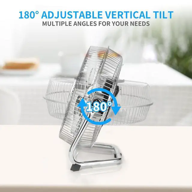 Alt view image 11 of 14 - 9 inch Floor Fan, 3-Speed Portable Metal Fan with Adjustable Tilt, Quiet Small Cradle Floor Fan for Home, Office, Bedroom
