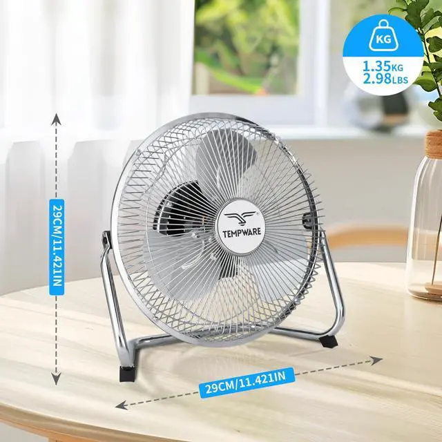 Alt view image 9 of 14 - 9 inch Floor Fan, 3-Speed Portable Metal Fan with Adjustable Tilt, Quiet Small Cradle Floor Fan for Home, Office, Bedroom