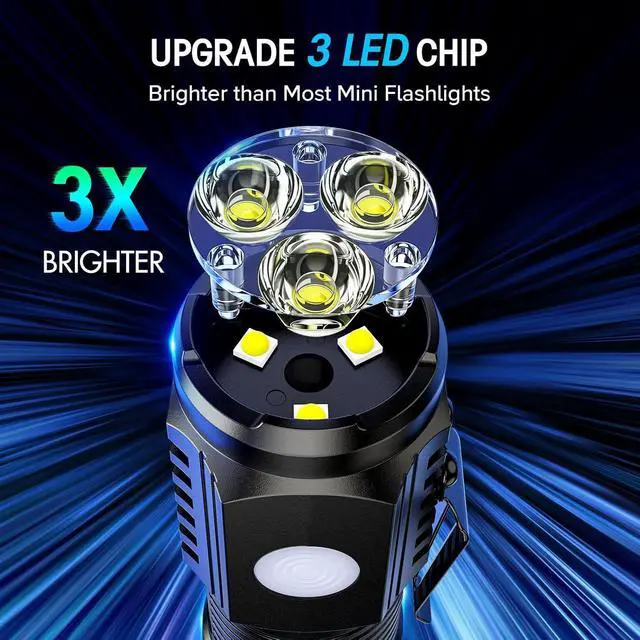Alt view image 11 of 14 - Rechargeable Flashlights 4 Pack, Mini Flashlight High Lumens 3 LED Emergency Handheld Flashlight, 5-Modes Mini Rechargeable Flashlight for Camping Biking Hiking Outdoor Home Emergency