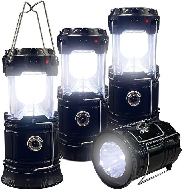Alt view image 6 of 10 - Collapsible Portable LED Camping Lantern Lightweight Waterproof Solar USB Rechargeable LED Flashlight Survival Kits for Indoor Outdoor Home Emergency Light Power Outages Hiking Hurricane 4-Pack