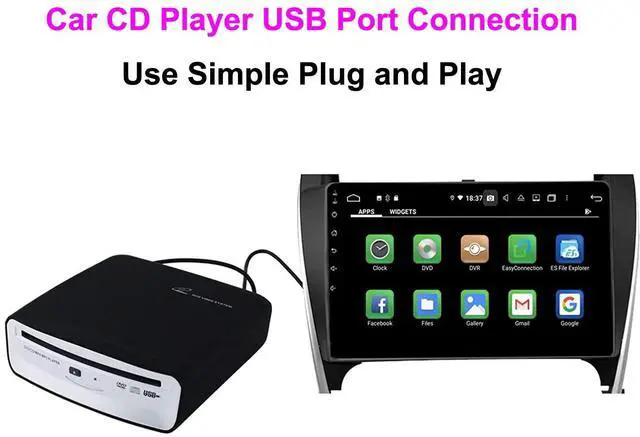 Alt view image 9 of 14 - External Car Universal CD Player Machine, Vehicle External USB CD Player for Car Android Navigation-Plug and Play(Android Version 4.4 and Above)