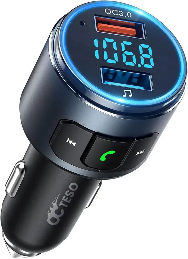 Alt view image 8 of 14 - Upgraded V5.3 FM Bluetooth Transmitter, Bluetooth Car Adapter QC3.0 & LED Backlit Wireless FM Radio Adapter Music Player/Car Kit, Siri Google Assistant