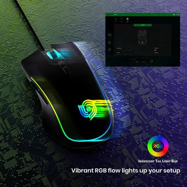 Alt view image 14 of 14 - Wired Gaming Mouse - Computer Corded Mouse with 6 Programmable Buttons, Up to 7200 DPI Optical Sensor, RGB Lighting, for PC Laptop, Black (Cool Viper)