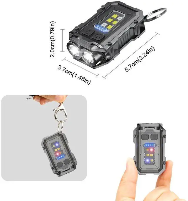 Alt view image 12 of 14 - 2PACK EDC Keychain Flashlight - Super Bright Mini Keychain Light with Hat Clip, Magnetic Base, Rechargeable Small Pocket Flash Lights for Emergency,Outdoor Activities,Walking Dog