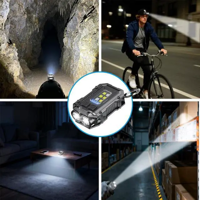 Alt view image 13 of 14 - 2PACK EDC Keychain Flashlight - Super Bright Mini Keychain Light with Hat Clip, Magnetic Base, Rechargeable Small Pocket Flash Lights for Emergency,Outdoor Activities,Walking Dog