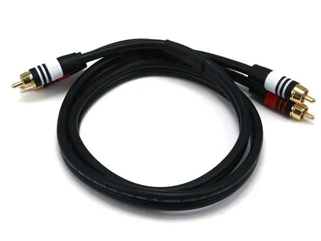 Alt view image 3 of 4 - Premium Two-Channel Audio Cable - 3 Feet - Black | 2 RCA Plug to 2 RCA Plug 22AWG, Male to Male