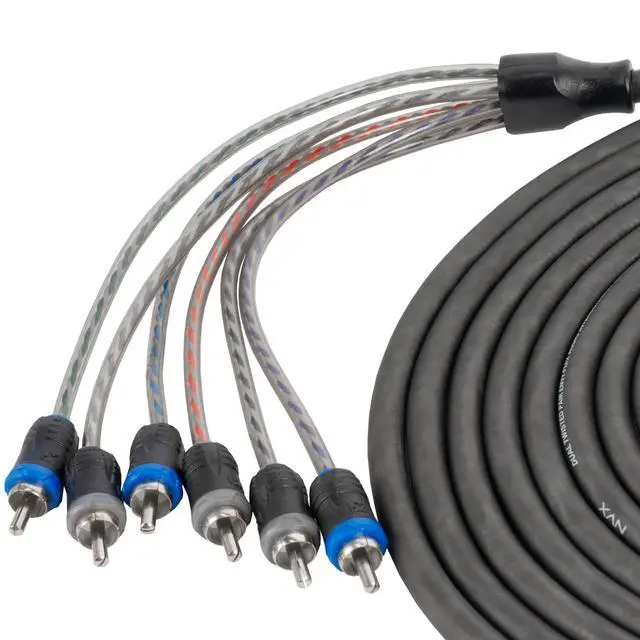 Alt view image 6 of 6 - XIV65 16.4 ft (5 Meter) Oxygen Free Copper 5/6-Channel Twisted Pair V-Series Car Audio RCA Audio Interconnect Cable with Shielded Noise Reduction and Split-tip Silver-Plated Ends