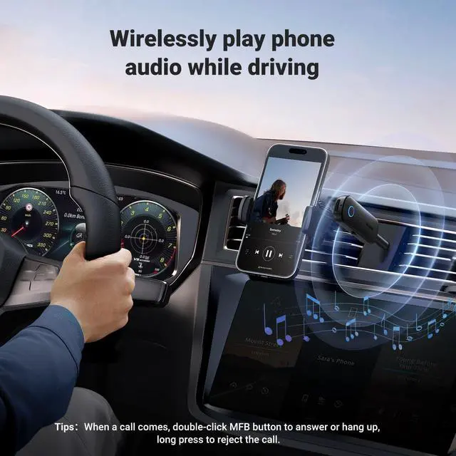 Alt view image 11 of 14 - Bluetooth Transmitter Receiver for 2 AirPods or BT Devices, Bluetooth Wireless Transmitter for Headphones, 3.5mm Aux Audio Jack Adapter for in-Flight TV Car Home Stereo System