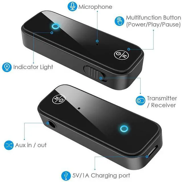 Alt view image 11 of 14 - Aux Bluetooth 5.3 Adapter for Car, 2 in 1 Wireless Bluetooth Transmitter and Receiver for Headphones Car Home Audio Speaker, Portable 3.5mm Wireless Audio Receiver, Hands-Free Call