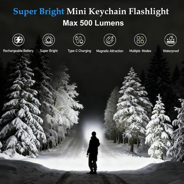 Alt view image 9 of 14 - 2PACK EDC Keychain Flashlight - Super Bright Mini Keychain Light with Hat Clip, Magnetic Base, Rechargeable Small Pocket Flash Lights for Emergency,Outdoor Activities,Walking Dog
