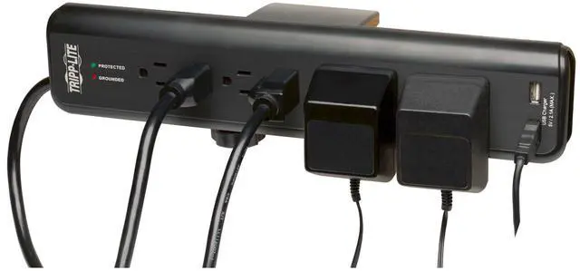 Alt view image 9 of 14 - 6-Outlet Surge Protector Power Strip with Desk Clamp Mount, 6 Foot / 1.83M Cord, 2100 Joules Protection, Dual USB, 40,000 Insurance (TLP606DMUSB) Black