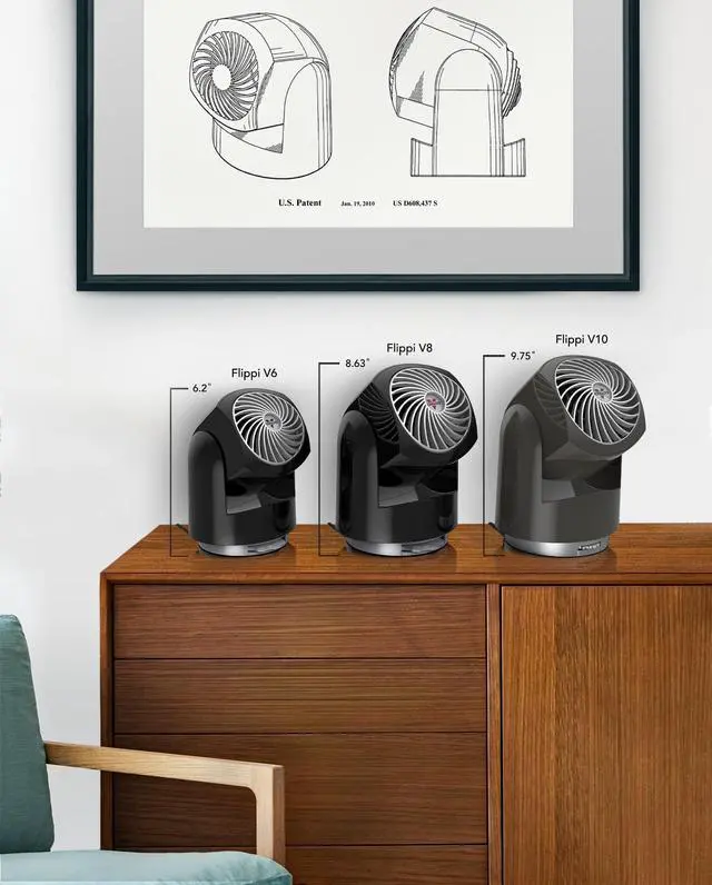 Alt view image 12 of 12 - Flippi V6 Compact Air Circulator Fan, Quiet Portable Travel Fan for Office or Bedroom, Adjustable Head, 2 Speeds, Vintage White