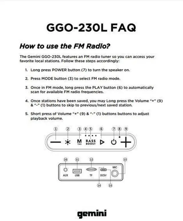 Alt view image 14 of 14 - Portable Bluetooth Boombox Speaker with Deep Bass, LED Party Lights, FM Radio, USB, Mic Input & 7-Hour Battery Rechargeable Wireless Speaker for Travel, Gym, or Home Use (GGO-230L)