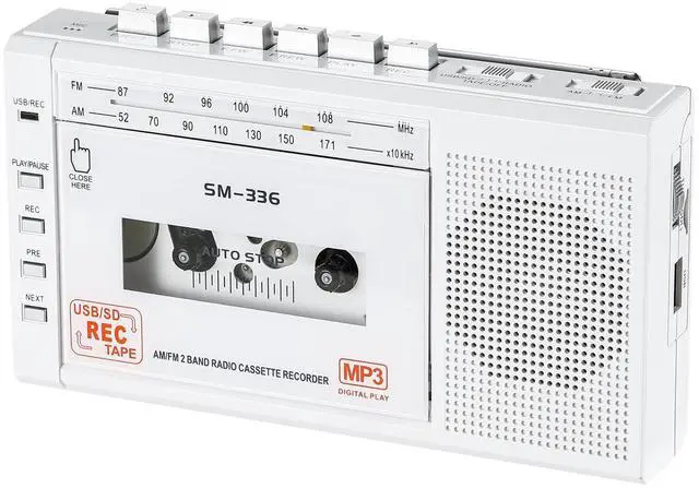 Alt view image 8 of 14 - Portable Cassette Tape Player to Digital Converter via USB/SD Card, Record to Cassette/U Disk/SD Card via Mic, Power by AC or AA Battery, Portable Cassette Recorder with Speaker and Headphone Jack