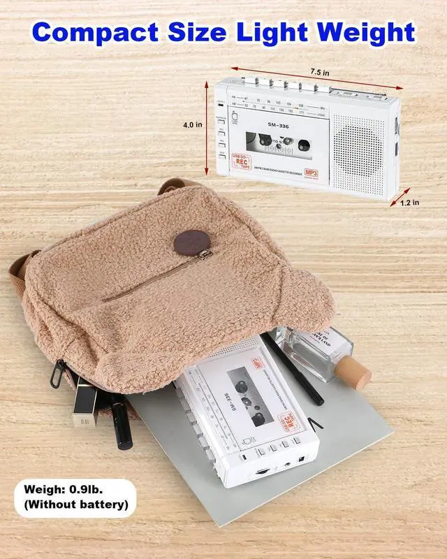 Alt view image 14 of 14 - Portable Cassette Tape Player to Digital Converter via USB/SD Card, Record to Cassette/U Disk/SD Card via Mic, Power by AC or AA Battery, Portable Cassette Recorder with Speaker and Headphone Jack