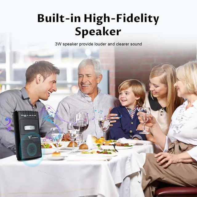 Alt view image 10 of 12 - Cassette Player Recorder & Converter,Recording to USB/Tape from Mic, Convert Tapes to WAV Digital via USB Drive, Portable Tape Player with Collar Mic, Retractable Handle, 3.5MM Earphone Jack, REM Port