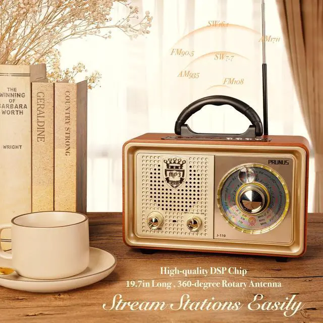 Alt view image 8 of 12 - J-110 Radio Portable AM FM,Transistor Radios Plug in Wall AC Power&Battery Powered&Rechargeable Radio for Emergency Use,Vintage Radios with Bluetooth Support AUX USB Player,Gift for Dad and Mom