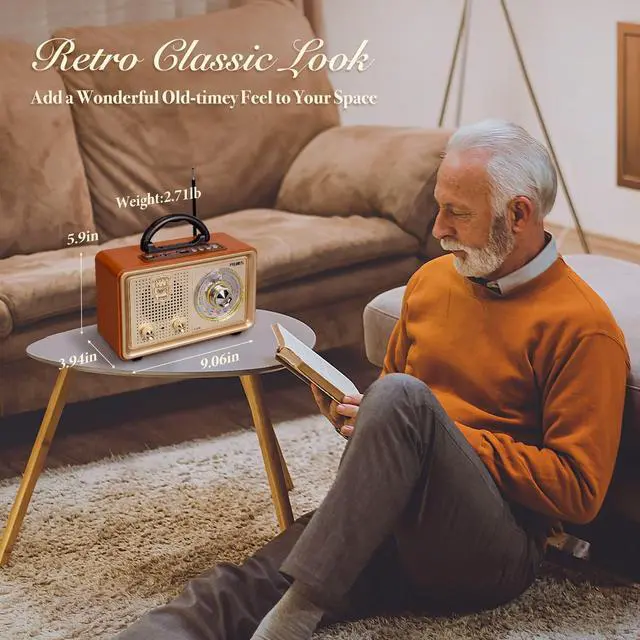 Alt view image 12 of 12 - J-110 Radio Portable AM FM,Transistor Radios Plug in Wall AC Power&Battery Powered&Rechargeable Radio for Emergency Use,Vintage Radios with Bluetooth Support AUX USB Player,Gift for Dad and Mom