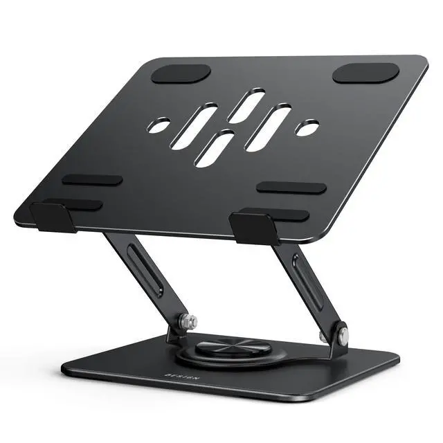 Alt view image 9 of 14 - LS11 Laptop Stand with 360° Rotating Base, Ergonomic Adjustable Notebook Riser, Foldable Computer Holder Compatible with 10-14" Laptops (Black)