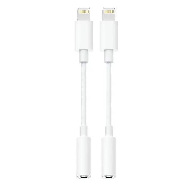 Alt view image 8 of 14 - Lightning to 3.5mm Headphone Adapter for iPhone - 2 Pack Hi-Fi iPhone Aux Adapter Converter Jack Dongle Audio Cord for Apple iPhone 14 13 12 11 X XS White - with Microphone