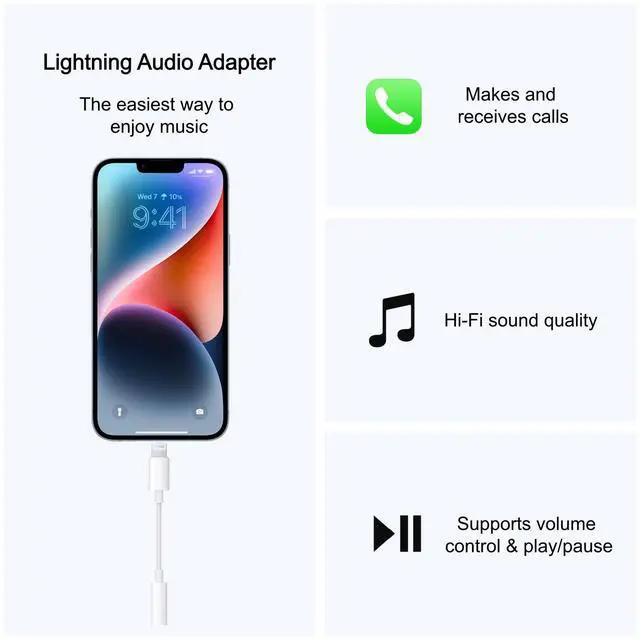 Alt view image 9 of 14 - Lightning to 3.5mm Headphone Adapter for iPhone - 2 Pack Hi-Fi iPhone Aux Adapter Converter Jack Dongle Audio Cord for Apple iPhone 14 13 12 11 X XS White - with Microphone