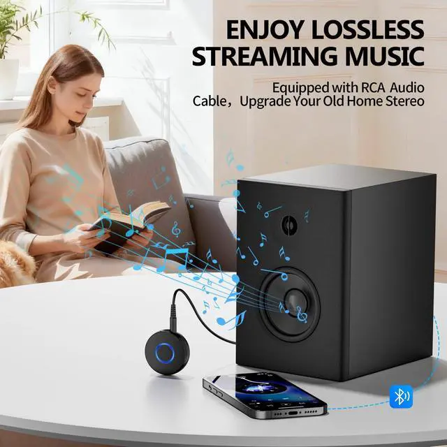 Alt view image 14 of 14 - Bluetooth Aux Adapter for Car, Wireless Audio Receiver, Portable Hands-Free Kit with RCA AUX 3.5mm for Home/Car Stereo Music Streaming Sound System