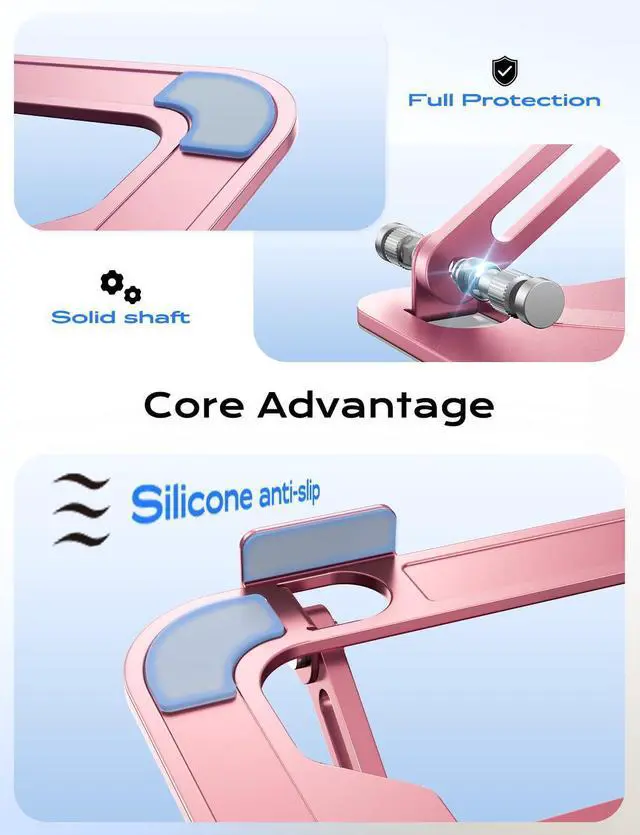 Alt view image 14 of 14 - Adjustable Laptop Stand for Desk, Metal Foldable Laptop Riser, Portable Laptop Holder Mount, Ventilated Cooling Computer Notebook Stand for MacBook Air Pro, All 10-16'' Notebooks Laptops, Pink