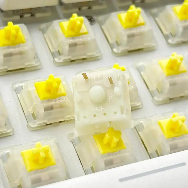 Alt view image 9 of 14 - Milky Yellow Pro V2 Linear Switches Pre-lubed 5-Pin 50gf for All MX Mechanical Keyboard Game Keyboard(Milky Yellow Pro V2,90PCS)
